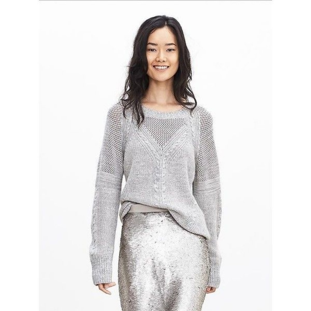 Banana Republic Mesh Mixed Pullover Sweater